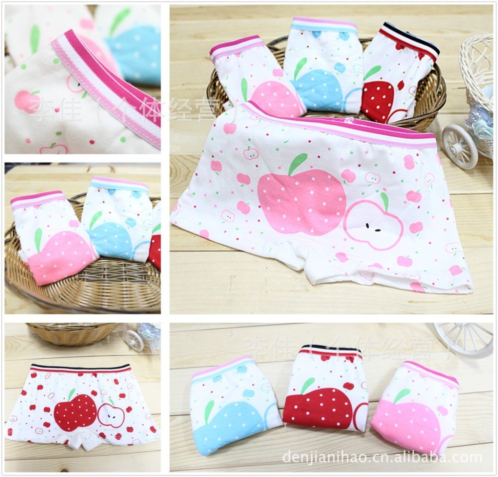 Cotton children's underwear, Apple printed, child pants wholesale,12pcs/lot,free shipping