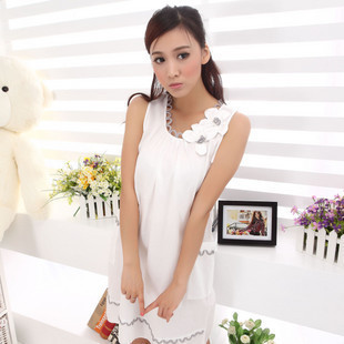 cotton flower female nightgown thin summer sleepwear summer elegant female nightgown lounge