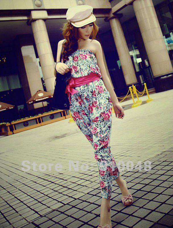 cotton jumpsuit / flower romper / sexy lady overall / wholesale & retail / free shipping