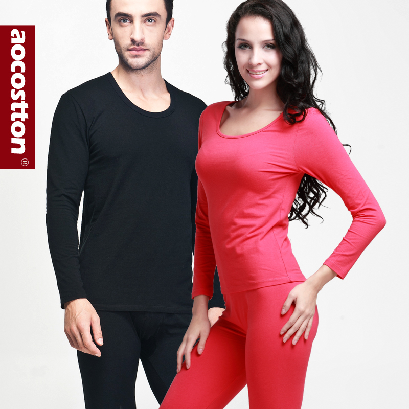 Cotton long johns thermal underwear male Women o-neck long-sleeve thermal underwear