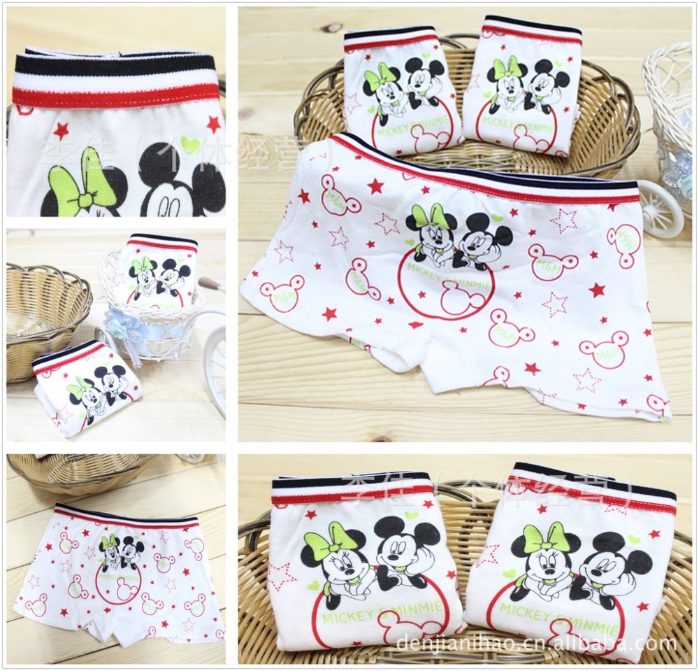 Cotton Lycra cartoon Mickey's boxer briefs children underwear, Douuchi I Panty,12pcs/lot,free shipping