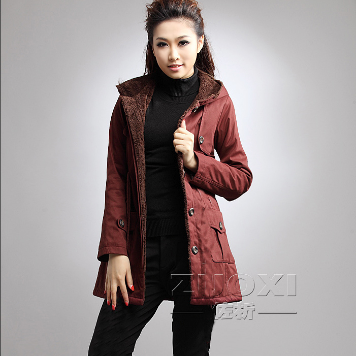 cotton-padded jacket thickening slim fit medium-long plus size women's coat