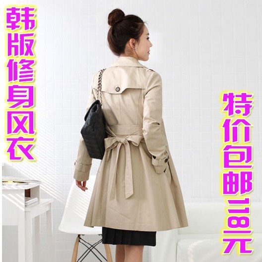 Cotton slim trench long-sleeve double breasted casual suit