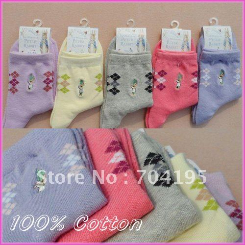 cotton small rhombus female socks women's mid waist socks wholesale