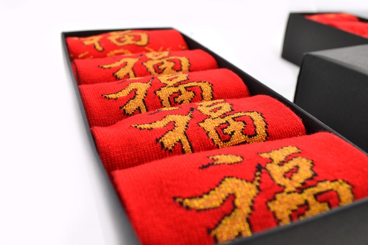 Cotton socks red socks 100% cotton socks male women's socks festive gift box socks