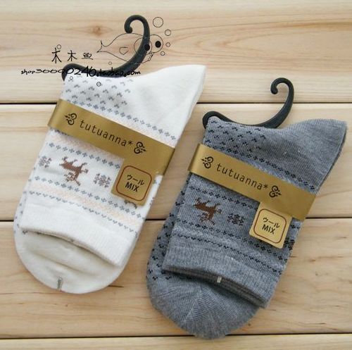 Cotton socks socks spring and autumn socks 100% cotton socks small elk double