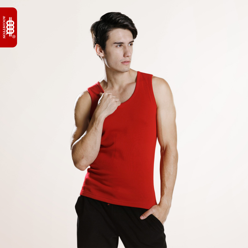 Cotton solid color underwear male thermal vest plus velvet thickening combed cotton top velvet