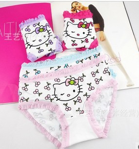 Cotton Stretch Lycra cotton hello kitty Children briefs girls briefs free shipping 12pcs/lot  kids pants