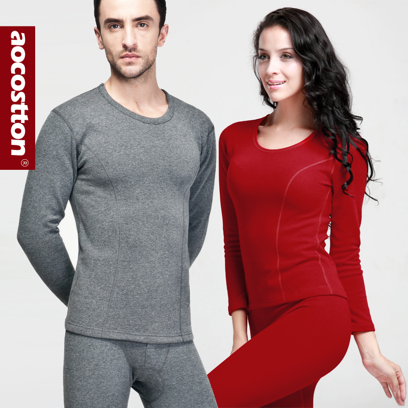 Cotton underwear lovers design thermal underwear male Women thickening plus velvet cashmere thermal set