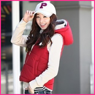 Cotton vest 2012 women's fashion vest with a hood outerwear thickening sweatshirt