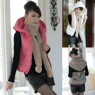 Cotton vest women's with a hood fashion women's autumn and winter thickening short design vest