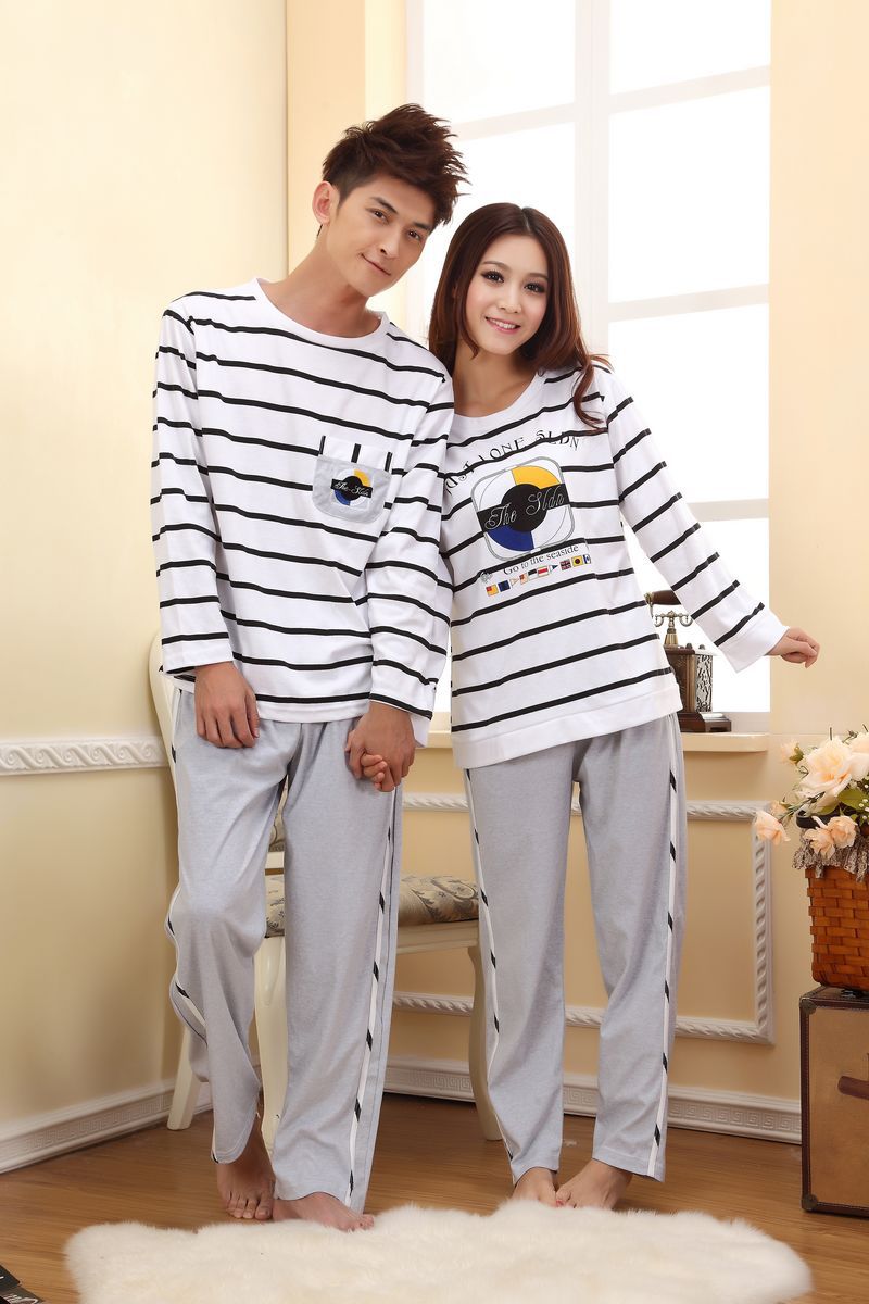 Couple of winter cotton pajamas winter leisure wear couple long sleeve lovely pants suit lover pajamas