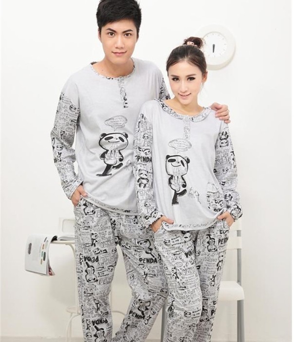 Couple of  winter cotton panda  pajamas winter leisure wear couple long sleeve lovely pants suit lover pajamas