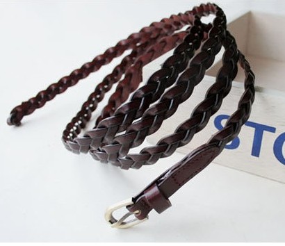 Cowhide ring ultra long women's knitted belt fashion genuine leather strap lengthen all-match