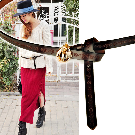 Cowhide women's strap belt female genuine leather fashion all-match decoration tieclasps 2