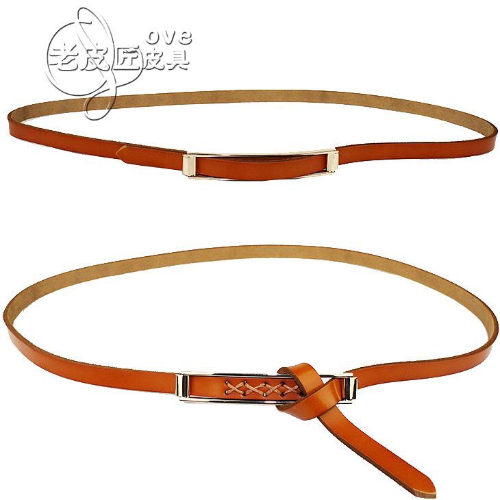 Cowhide women's thin belt decoration genuine leather tieclasps strap Women all-match women's strap