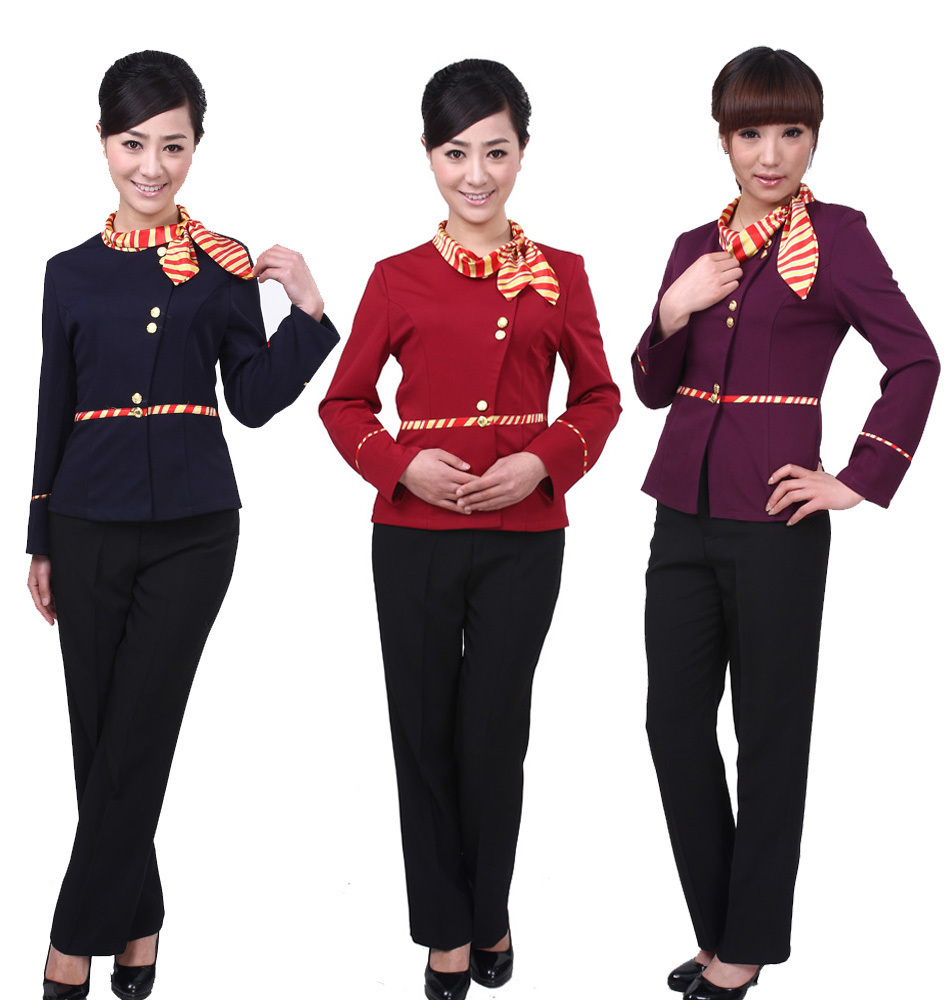 Cp20 work wear long-sleeve stewardess uniforms front desk autumn and winter