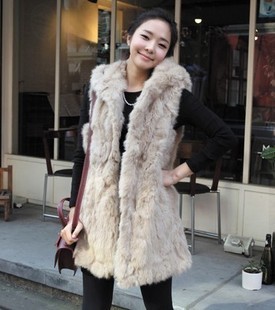 CPA free shipping 2012 spring and autumn faux long design vest women overcoat fur coat