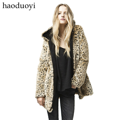 CPA free shipping Haoduoyi 2011 leopard print overcoat leopard print fur coat woolen outerwear 5 full