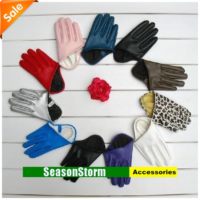 [CPA Free Shipping] Wholesale Sexy City Colorful Cheap PU Leather Ladies Gloves 20pair/lot (SE-51)