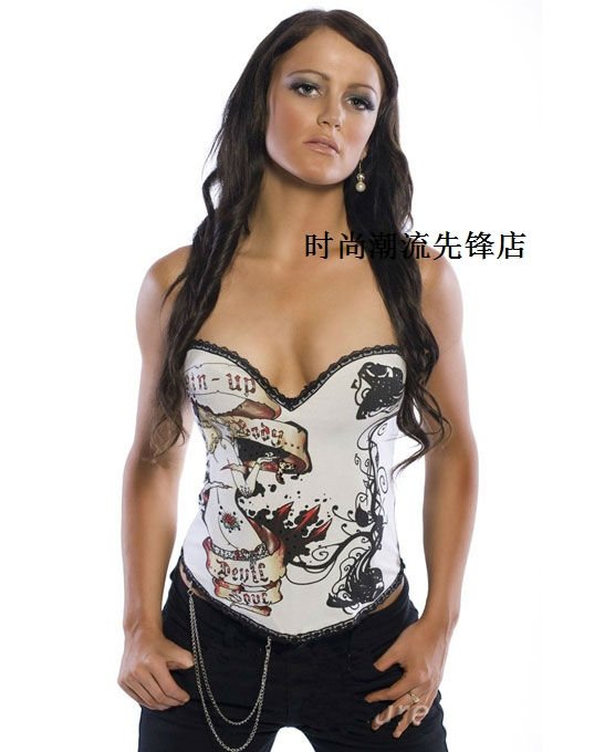 CPAP free shipping!Magic Printed Rhinestone Corset white full size many color available high quality black corset