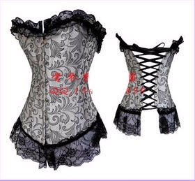 CPAP free shipping!white lace print corset sexy bustier ladies corset women corset