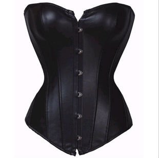 CPAPfree shipping!PU Leather Strapless sexy Corset classic black leather corset high quality popular forever