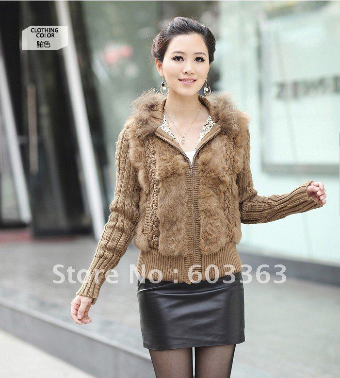 crazy special best selling 99.99usd free shipping 2012 popular women's winner fation WARM coat ,rabbit fur sweater