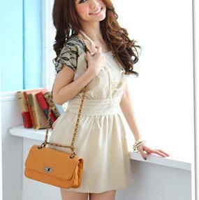 Cream/Khaki/Purple women fashion branded apparel stocklots, online vintage dress free shipping JT9116C