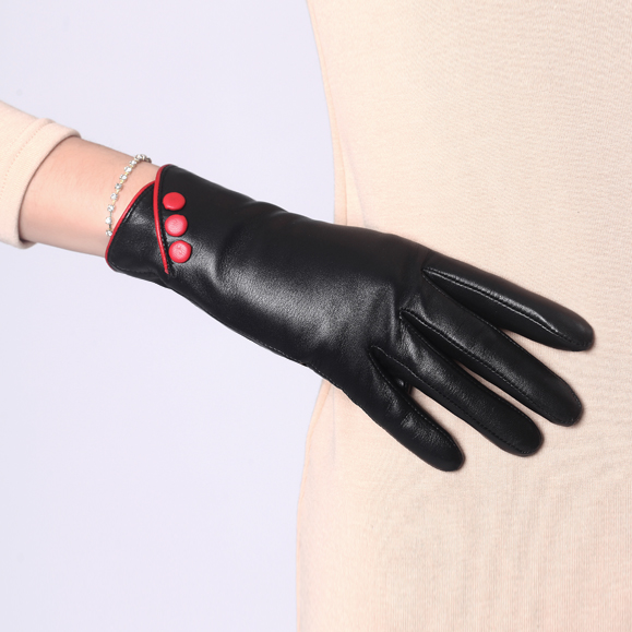 Crievn sheepskin chinese style winter thermal thickening genuine leather gloves genuine leather gloves female sheepskin