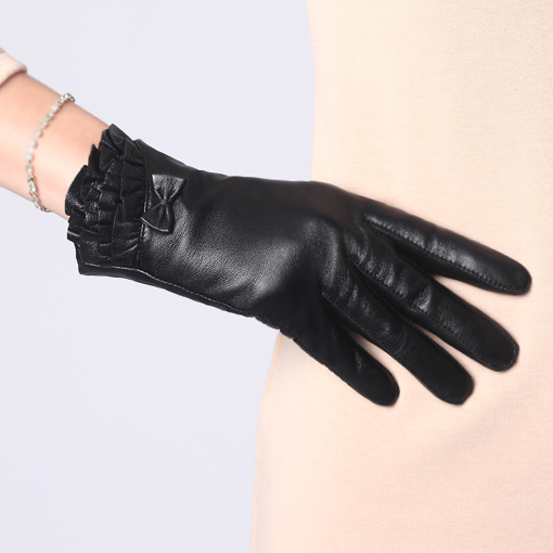 Crievn sheepskin genuine leather gloves female sheepskin winter thermal thickening leather genuine leather gloves