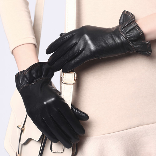 Crievn thermal winter sheepskin gloves genuine leather gloves female thermal thickening leather gloves