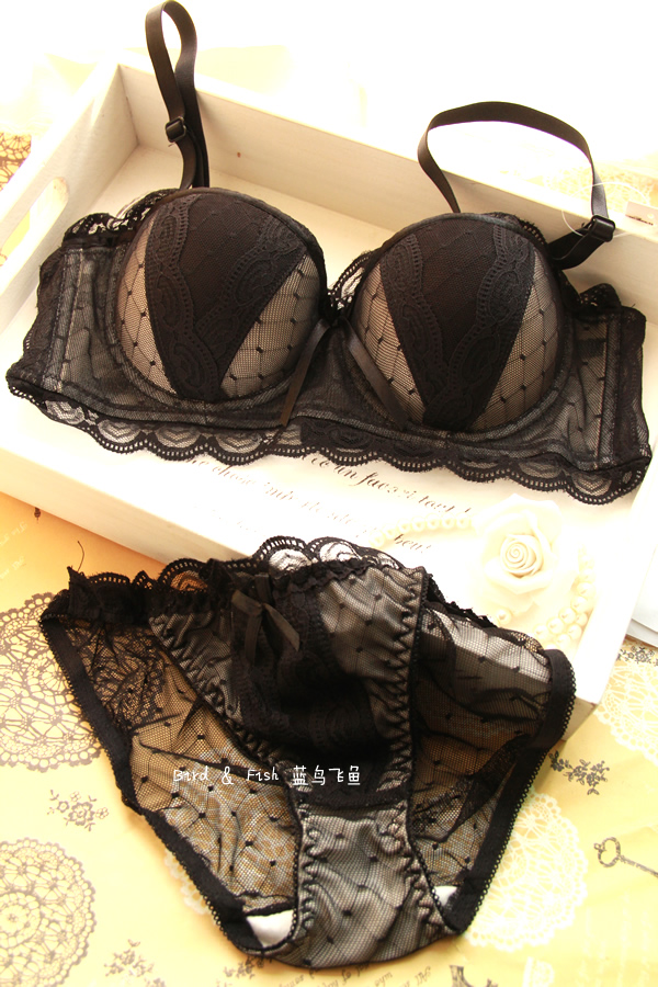 Cup d cup 3 breasted push up underwear set push up bra