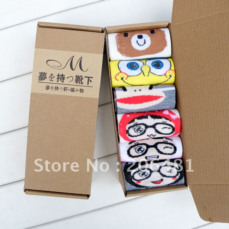 Cute Cartoon Ankle Sock Best Gift 6 pairs/Lot Free Shipping