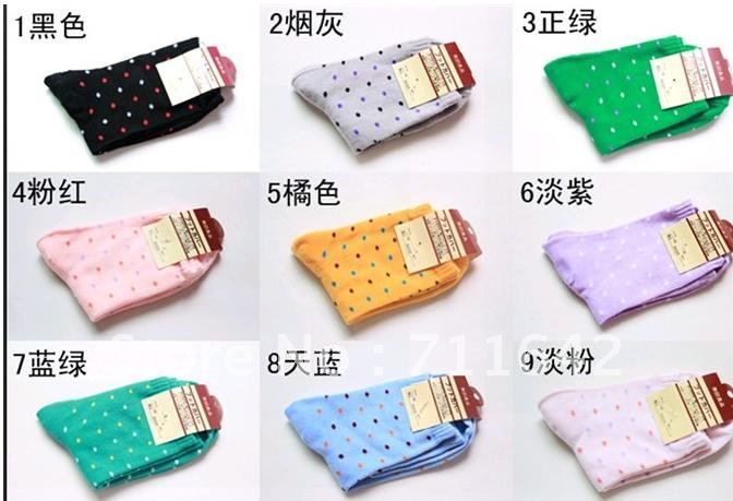 Cute cartoon candy color dot wave click tube socks cotton socks stockings