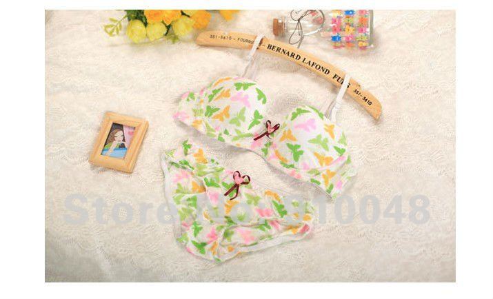 cute colourful butterfly printing push up bra & briefs set  # TZ307/ wholesale & retail / free shipping