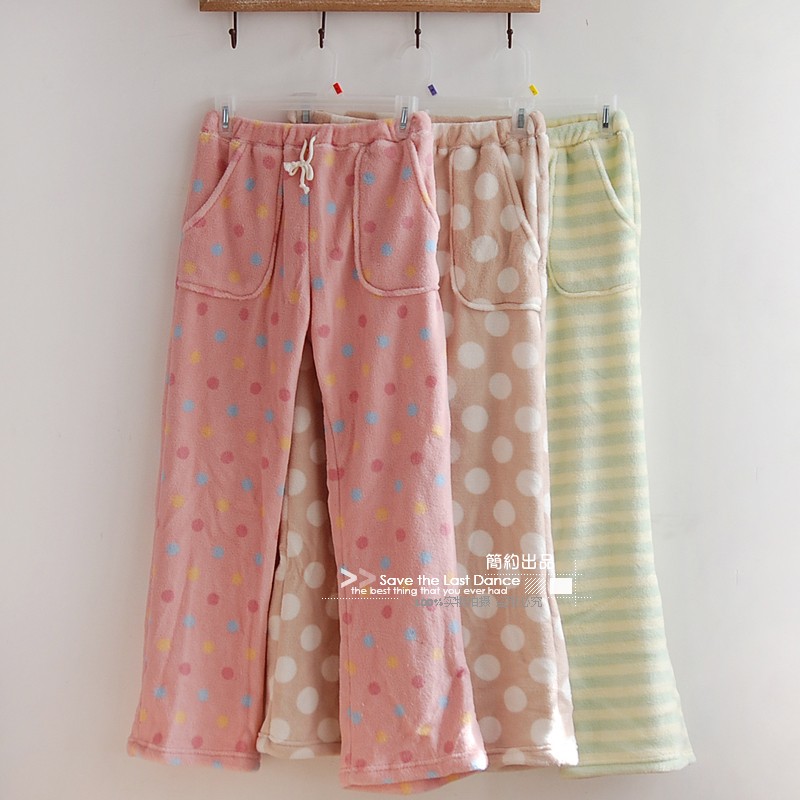 Cute ice cream Women thickening coral fleece lounge pants trousers Women