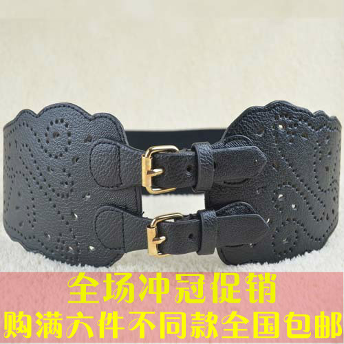 Cutout cummerbund fashion all-match women's cowhide bottom genuine leather wide belt py09