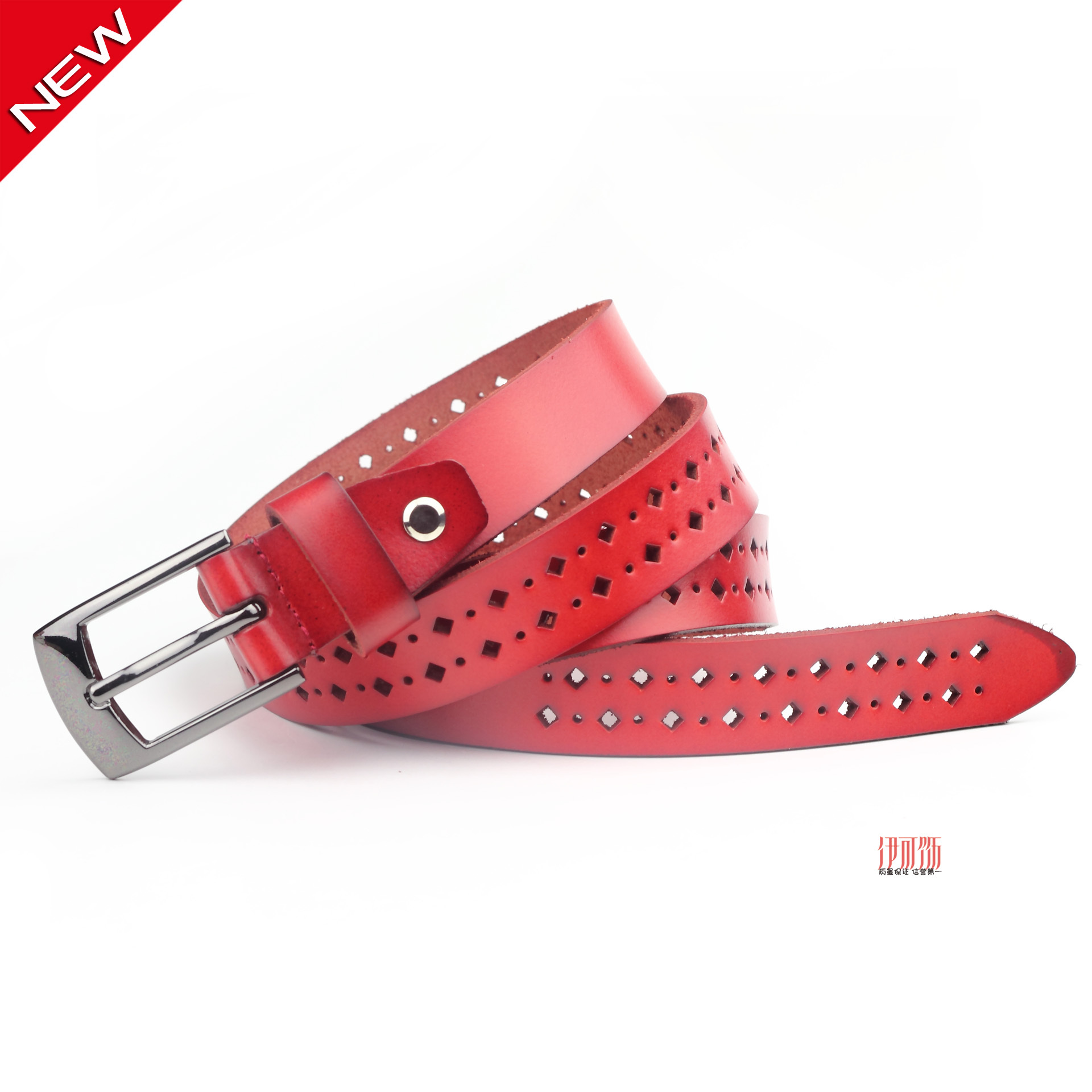 Cutout flower thin belt all-match strap vintage women's genuine leather