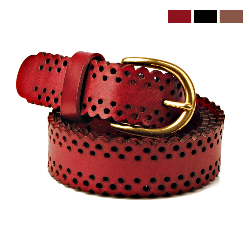 Cutout strap Women genuine leather fashion vintage first layer of cowhide belt female all-match