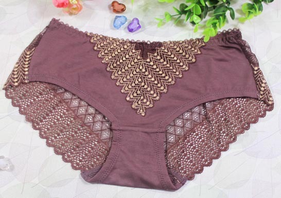 Cutout women's cool panties embroidery double layer soft modal panties CM-V0011