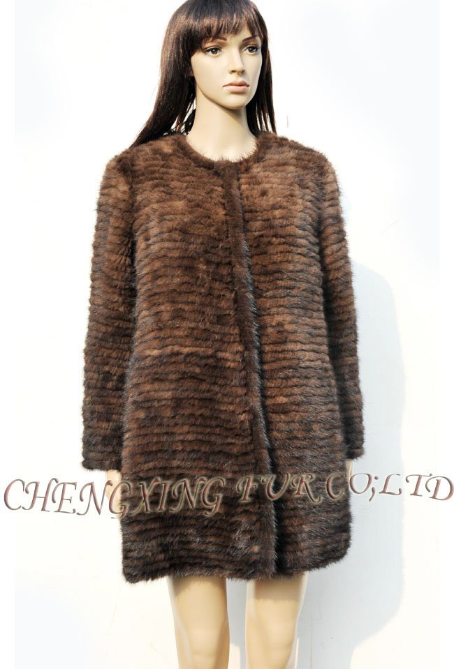 CX-G-A-140 Genunie Handknitted Mink Fur Coat  ~ Black / Brown ~ DROP SHIPPING