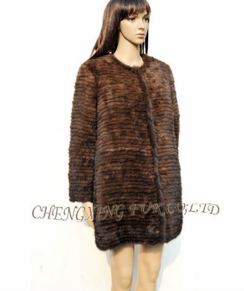 CX-G-A-140 Genunie Handknitted Mink Fur Coat ~ Black / Brown ~ DROP SHIPPING