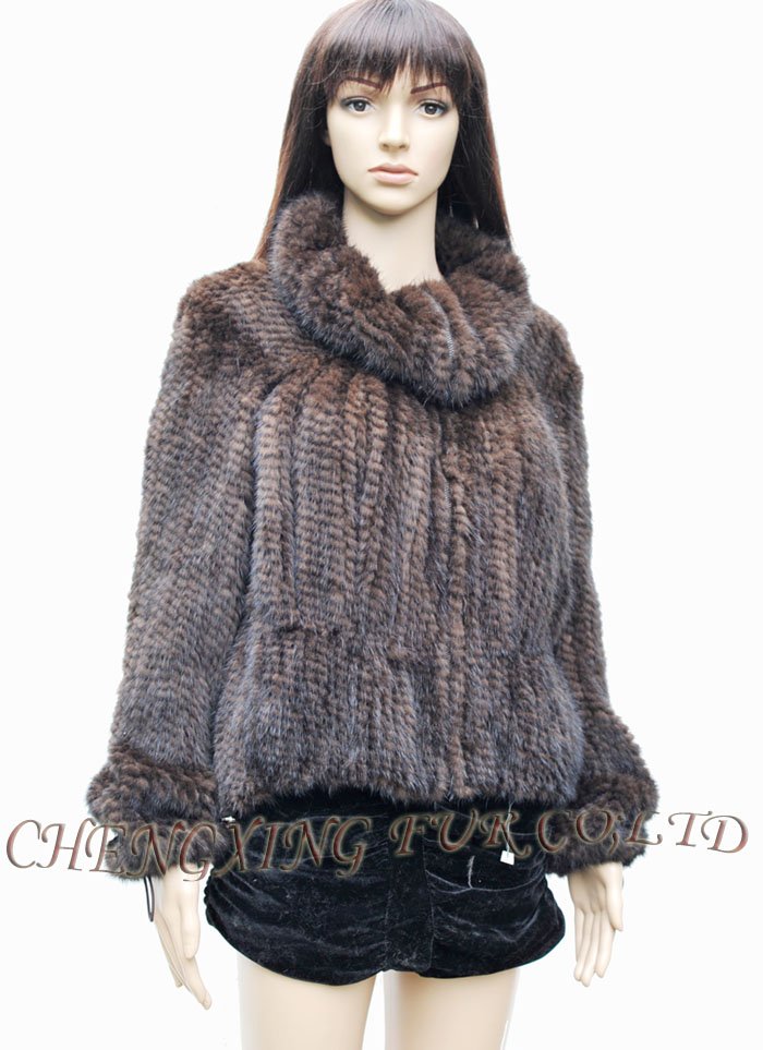 CX-G-A-144A European Mink Fur Knitted Fashion Jacket With Wide Collar ~ DROP SHIPPING