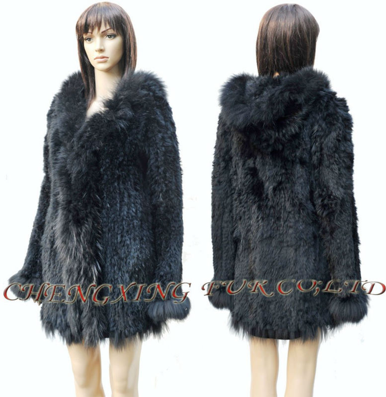 CX-G-A-148C Rabbit Fur Knitted Clothing Fashion ~ Natural / Black ~ Drop Shipping