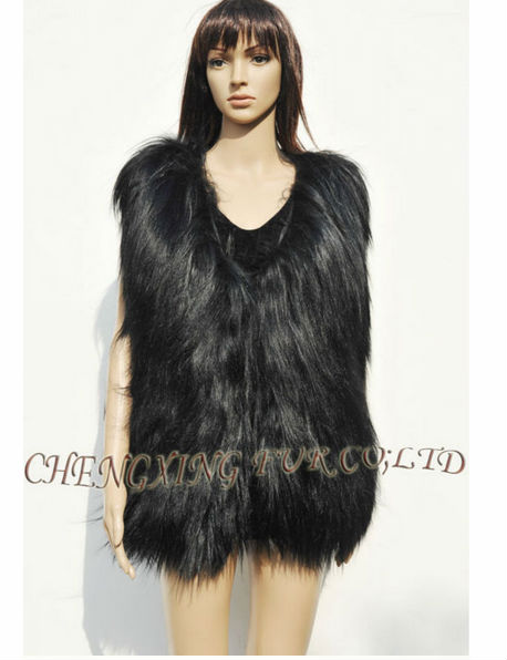 CX-G-B-108 black  Genuine Goat Fur Tank Top~XS S M L XL XXL ~ Drop Shipping