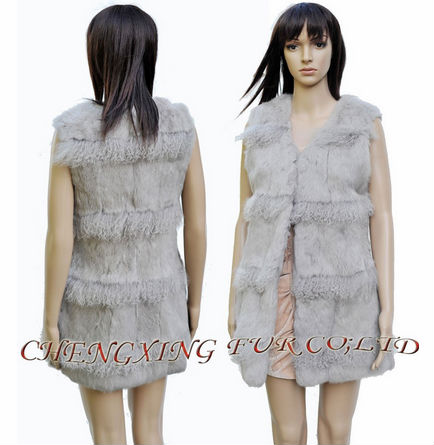 CX-G-B-123 Genuine Rabbit & Mongolian Fur Fashion Vest ~ DROP SHIPPING