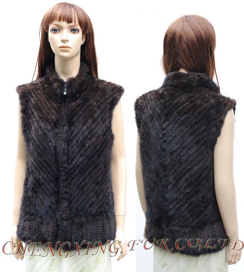 CX-G-B-133 Genuine Knitted Mink Fur Vest ~ DROP SHIPPING