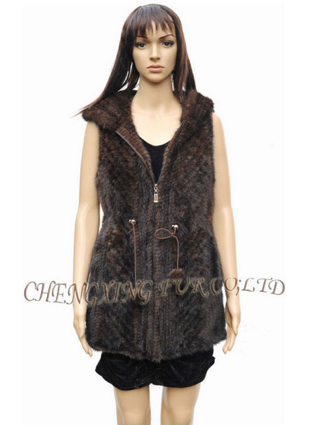 CX-G-B-141A Knit Mink Fashion Fur Fashion Hoodies Vest ~ Drop Shipping