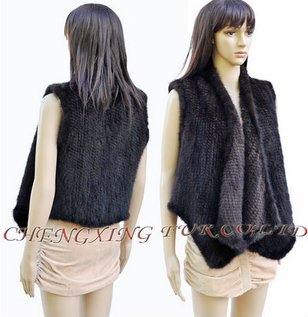 CX-G-B-144  brown Genuine Women Mink Fur Vest ~ DROP SHIPPING